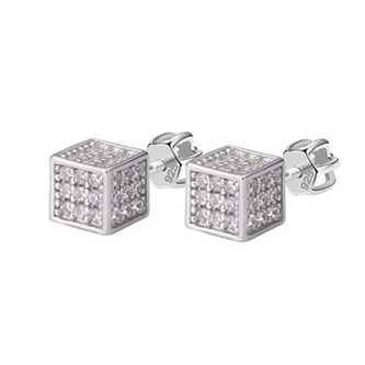 NB-3367 Stříbrné šroubovací náušnice kostičky