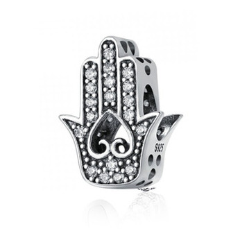 NB-8215 Stříbrný přívěšek korálek HAMSA