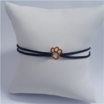 KA1820K-GD Černý textilní náramek psí tlapka, Ag 925 - zvířátka