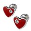 ZB53315-RS Stříbrné náušnice šroubovací - srdíčka červená - srdce