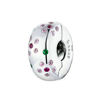 NB-8244 Stříbrný přívěšek korálek na náramek - květiny