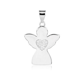 NB-4190 Stříbrný přívěšek andělíček se srdíčkem - andílci
