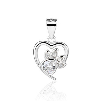 NB-4627 Stříbrný přívěsek srdíčko s tlapkou - srdce