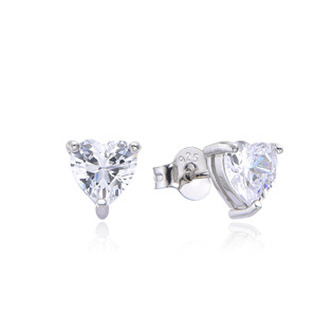 NB-3891-05 Stříbrné náušnice srdíčka se zirkony 5mm - srdce