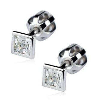 ZB53907 Stříbrné náušnice šroubovací - čtverečky 3,5 mm