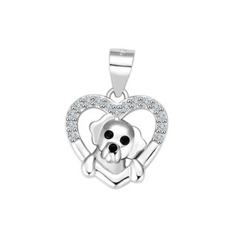 NB-4504 Stříbrný přívěšek pejsek v srdíčku - zvířátka