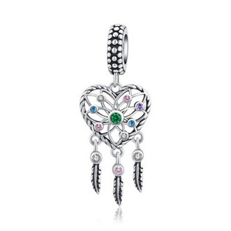 B0860 Stříbrný korálek lapač snů - srdce