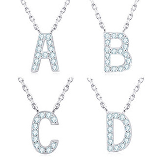 MN423-Z Stříbrný náhrdelník s moissanity - písmeno - iniciály - iniciála "Z"