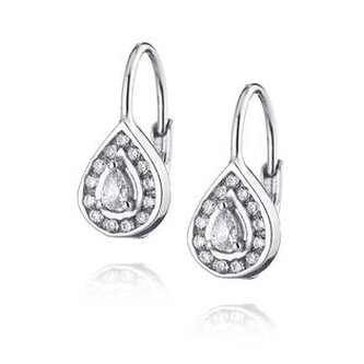 NB-3209 Stříbrné dívčí náušnice slzičky se zirkony