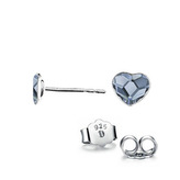 NB-0203-DB Stříbrné náušnice se srdcem Crystals from Swarovski, Denim Blue