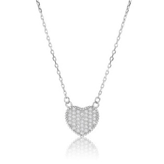 NB-2390 Střibrný náhrdelník srdíčko se zirkony - srdce