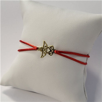 KA1730R-GD Červený textilní náramek andělíček, Ag 925 - andílci
