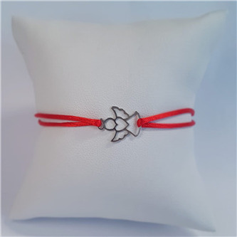 KA1004R-ST Červený textilní náramek andílek, Ag 925 - andílci