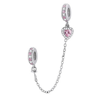 S0019 Stříbrný bezpečnostní řetízek na náramek - srdce