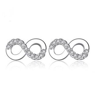 NB-3355 Stříbrné náušnice nekonečno - nekonečno - ležatá osmička
