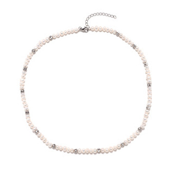NB-2440 Stříbrný náhrdelník s přírodními perličkami
