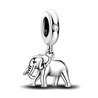 B0075 Stříbrný přívěsek korálek na náramek slon - zvířátka
