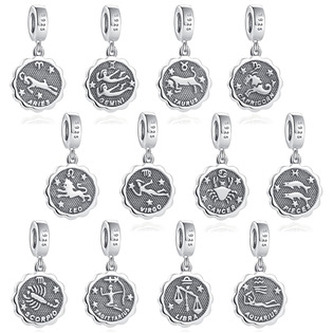 NB-8078-10 Stříbrný přívěšek korálek znamení horoskopu - znamení zvěrokruhu - váhy