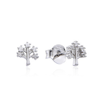 NB-3878 Stříbrné náušnice strom života se zirkony