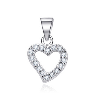 NB-4388 Stříbrný přívěšek srdíčko se zirkony - srdce