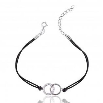 IT0005-K Černý náramek se stříbrnými kroužky