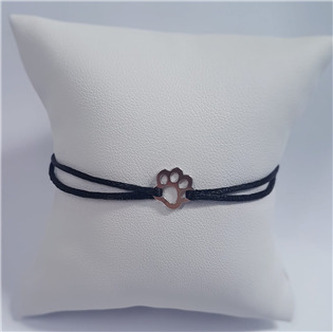 KA1820K-ST Černý textilní náramek psí tlapka, Ag 925 - zvířátka