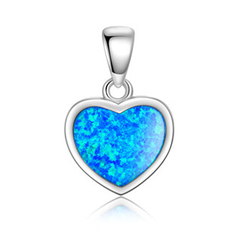 NB913-OP05 Stříbrný přívěšek s modrým opálem - srdce