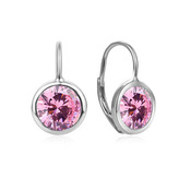 NB-3943-P Stříbrné náušnice s růžovými zirkony
