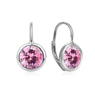 NB-3943-P Stříbrné náušnice s růžovými zirkony