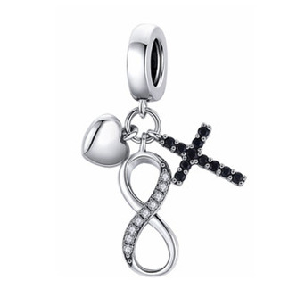 NB-8192 Stříbrný přívěšek korálek s přívěsky - kříže