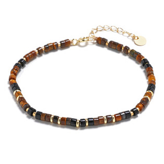 AU0051 Minerální náramek přírodní Tygří oko + Černý achát, stříbro AG925