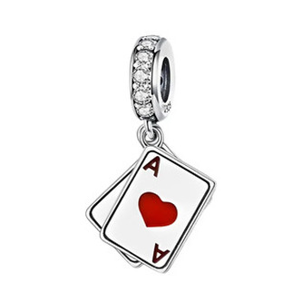 B0531 Stříbrný přívěsek korálek na náramek hrací karty - hazard