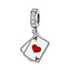 B0531 Stříbrný přívěsek korálek na náramek hrací karty - hazard