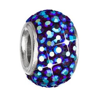 EG1006-BB Stříbrný přívěšek korálek Crystals from Swarovski® Bermuda Blue