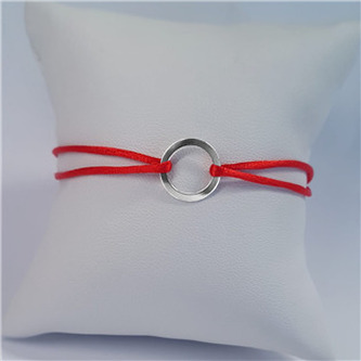 KA1822R-ST Černý textilní náramek kolečko, Ag 925 - nekonečno - ležatá osmička