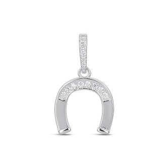 NB-4071 Stříbrný přívěšek - podkova se zirkony