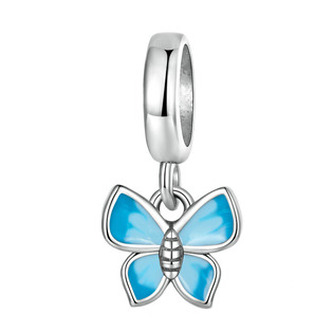 NB-8314 Stříbrný přívěšek korálek na náraemk motýl