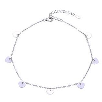 NB-6031 Stříbrný náramek na nohu se srdíčky - srdce