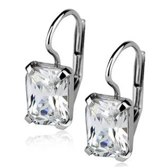 ZB29040 Stříbrné náušnice s obdélníkovými zirkony