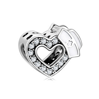 B0026 Stříbrný přívěšek korálek na náramek - zdravotnictví