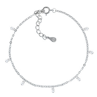 NB-6049 Stříbrný náramek na nohu se zirkony