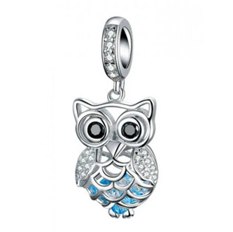 B0409 Stříbrný přívěšek korálek na náremek sovička - zvířátka