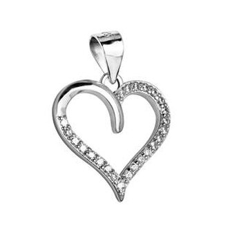 NB-4055 Stříbrný přívěšek - srdíčko se zirkony - srdce