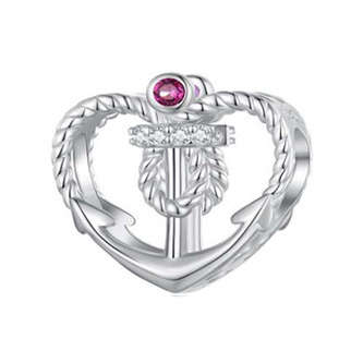 B0306 Stříbrný přívěšek korálek na náramek - srdce