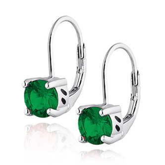 NB-3524-G Stříbrné dámské náušnice zelené zirkony
