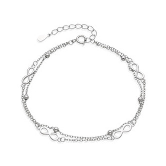 NB-1258 Dvojitý stříbrný náramek se symboly nekonečno - nekonečno - ležatá osmička