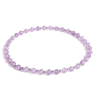 AN604 Minerální náramek přírodní Ametyst a stříbro AG925