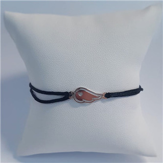 KA1050K-ST Černý textilní náramek křídlo, Ag 925 - srdce