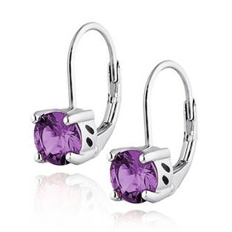 NB-3524-V Stříbrné dámské náušnice fialové zirkony