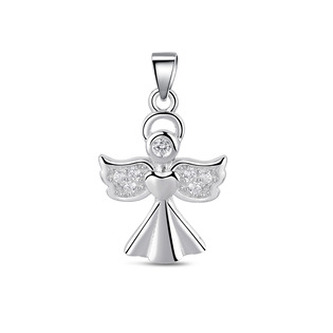 NB-4374 Stříbrný přívěšek andělíček se zirkony - andílci